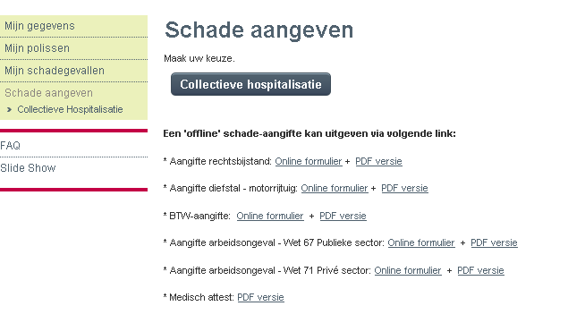 hospitalisatie doen. De verklaring wordt automatische geopend.