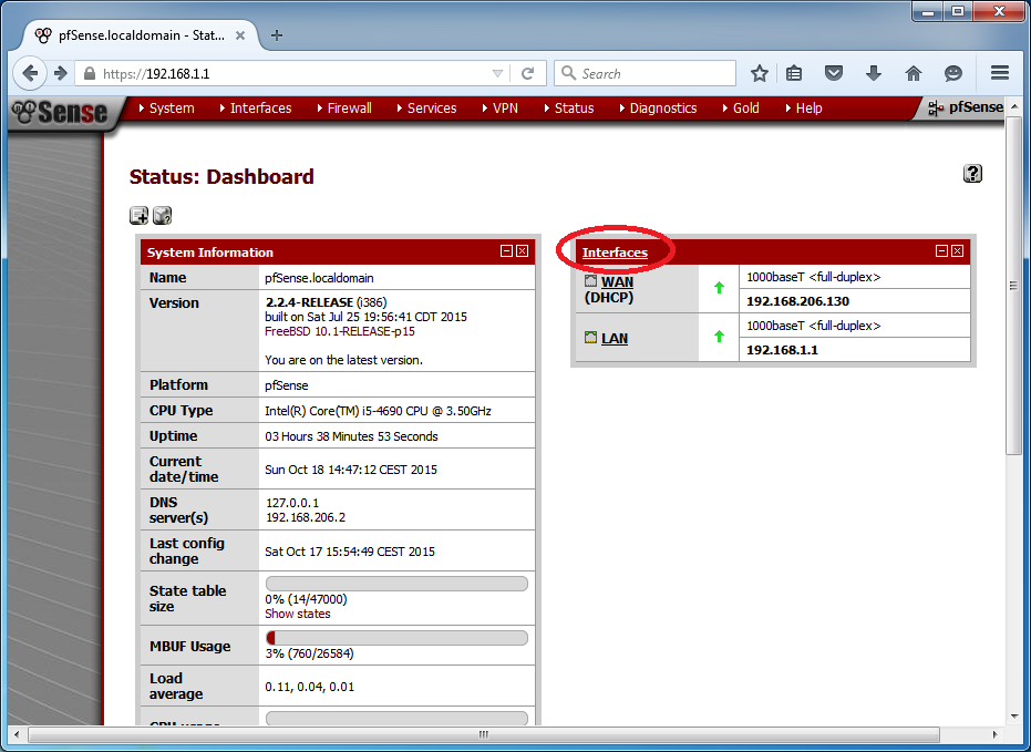 Configuratie pfsense (vanaf de Windows 7 machine op lokale netwerk) We wensen van buitenaf een VPN te leggen naar het interne netwerk zodat elk toestel op dit netwerk bereikbaar is.