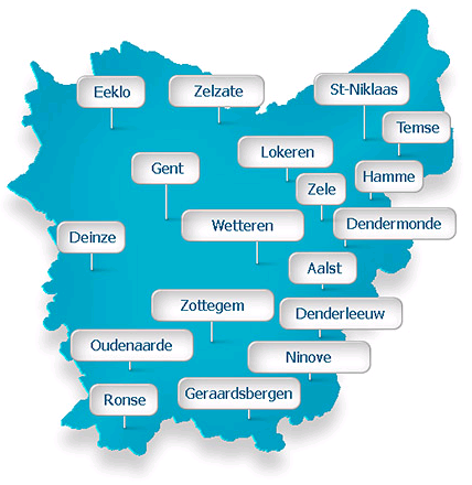 Hoofdzetel 18 lokale afdelingen 3 regio teams: Waas Dender Zuid-Oost