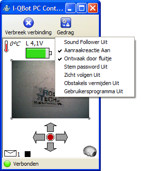 Page 4 of 8 Figuur 5: Menu Gedrag De afstandsbediening gebruiken We nemen nu de besturingsinterface onder de loep.