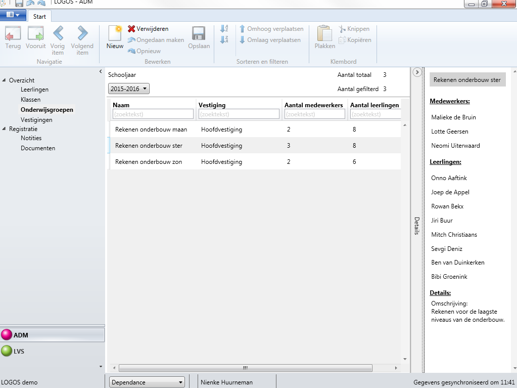 7.5 Onderwijsgroepen Het scherm Onderwijsgroepen biedt u de gelegenheid om leerlingen klas overstijgend in een onderwijsgroep te plaatsen, zodat u met een zelf samengesteld groepje van leerlingen aan