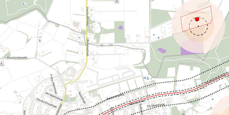 Figuur 2: uitsnede uit de risicokaart. 4.3 Transport van gevaarlijke stoffen 4.3.1 Transport gevaarlijke stoffen De gemeente Barneveld heeft geen route voor het transport van gevaarlijke stoffen vastgesteld.