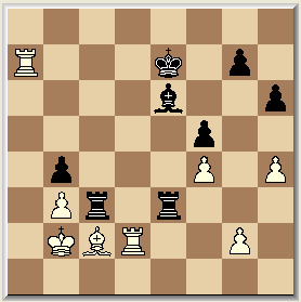 damevleugel wil Zwart daar wel mee beginnen! 17, b5 18. c5!, a5 19. Dd4!, b4 20. axb4? Dat zet de deur voor Zwart open. Sluiten met 20. a4 ontneemt Zwart de directe dreigingen. 20, axb4 21.