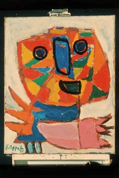 Spel 6 Vrijheidsschreeuw Dit beroemde schilderij van Karel Appel heet Vrijheidsschreeuw (zie plattegrond, nr. 3). Je ziet een figuur met open mond en met grote ogen.