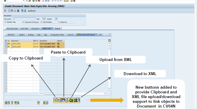 3. Beheren van de verwijzingen naar SAP Objecten De objectverwijzingen in een Document Info Record kunnen nu simpel door middel van knippen en plakken of XML-export en XML- import aan een ander