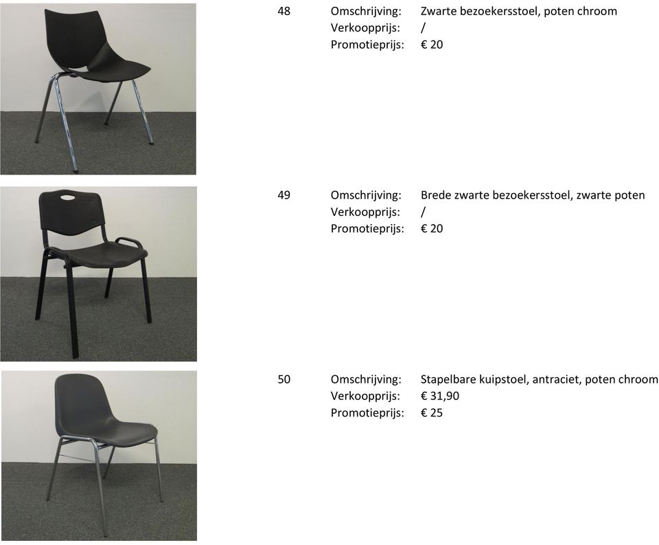 bezoekersstoel, zwarte poten Promotieprijs: 20 50