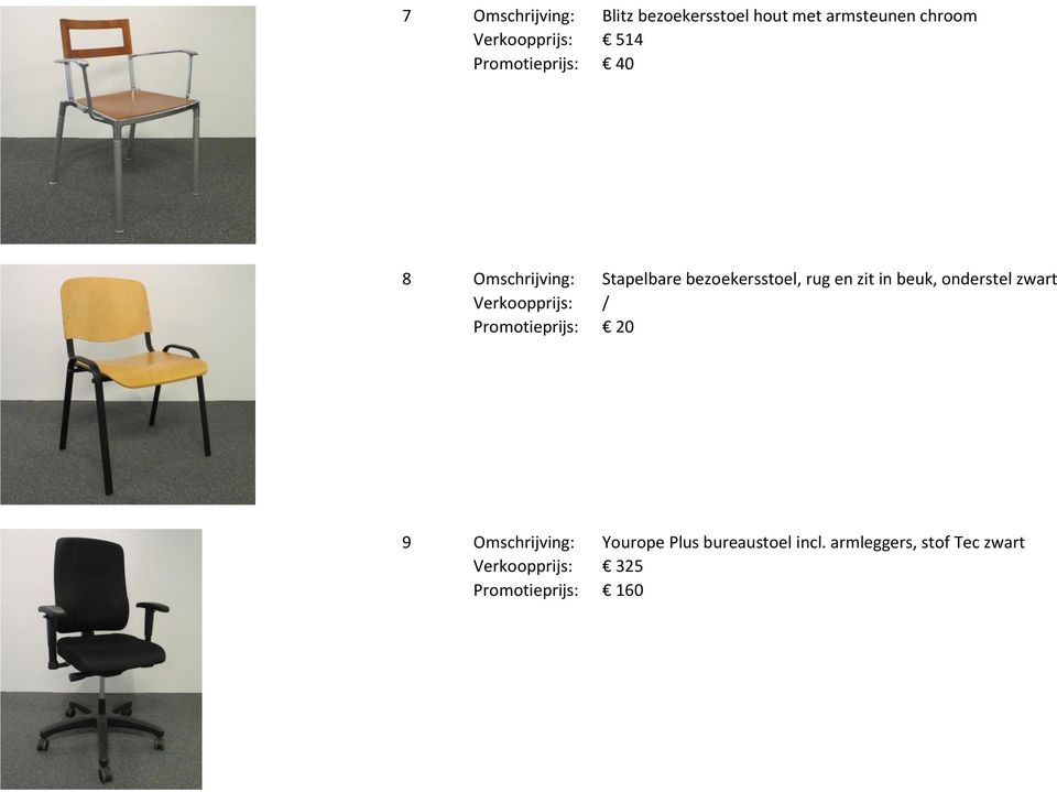 bezoekersstoel, rug en zit in beuk, onderstel zwart Promotieprijs: 20 9