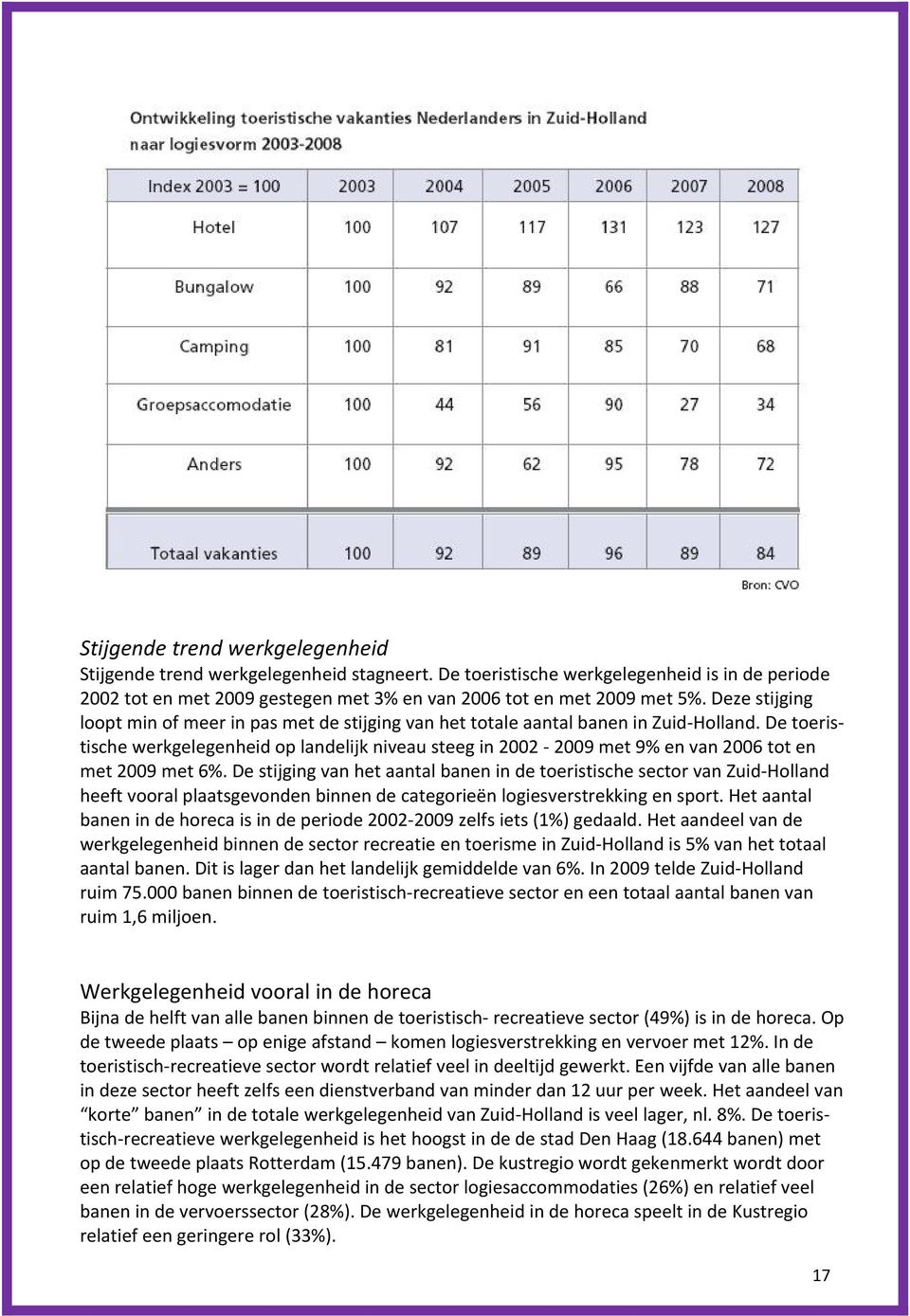 De toeristische werkgelegenheid op landelijk niveau steeg in 2002 2009 met 9% en van 2006 tot en met 2009 met 6%.