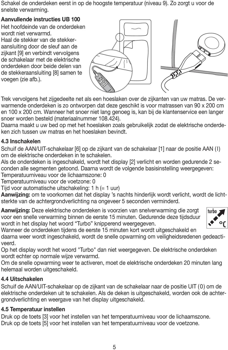 voegen (zie afb.). Trek vervolgens het zijgedeelte net als een hoeslaken over de zijkanten van uw matras.