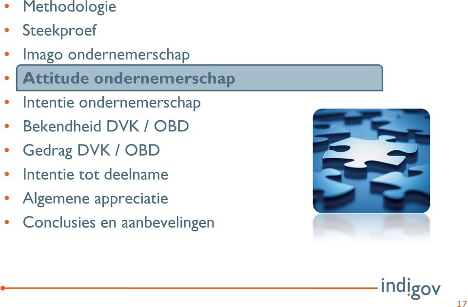 Bekendheid DVK / OBD Gedrag DVK / OBD Intentie tot