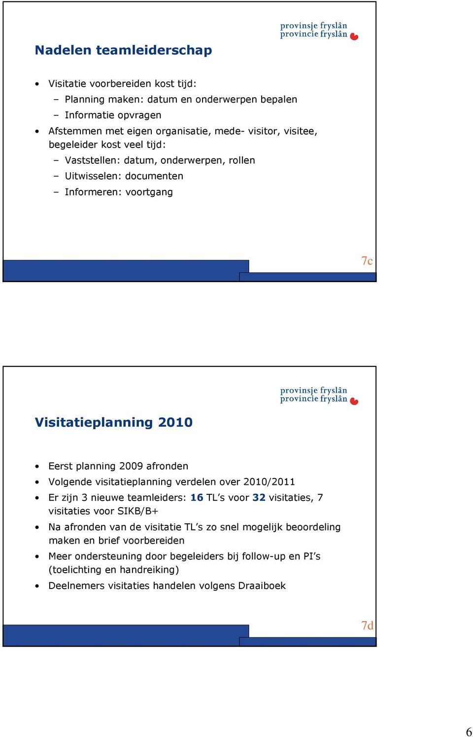 Volgende visitatieplanning verdelen over /11 Er zijn 3 nieuwe teamleiders: 1 TL s voor 3 visitaties, 7 visitaties voor SIKB/B+ Na afronden van de visitatie TL s zo snel