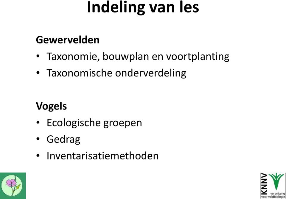 Taxonomische onderverdeling Vogels