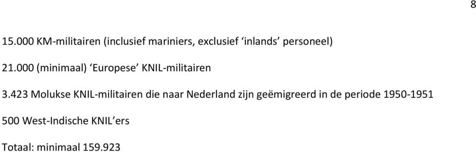 423 Molukse KNIL-militairen die naar Nederland zijn geëmigreerd