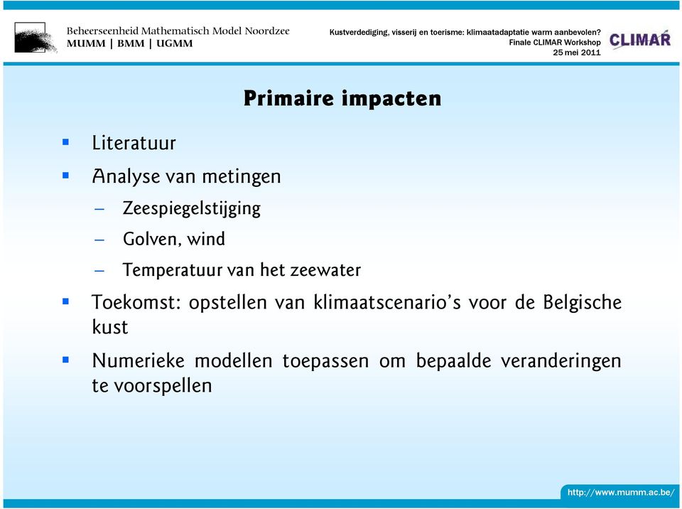 opstellen van klimaatscenario s voor de Belgische kust