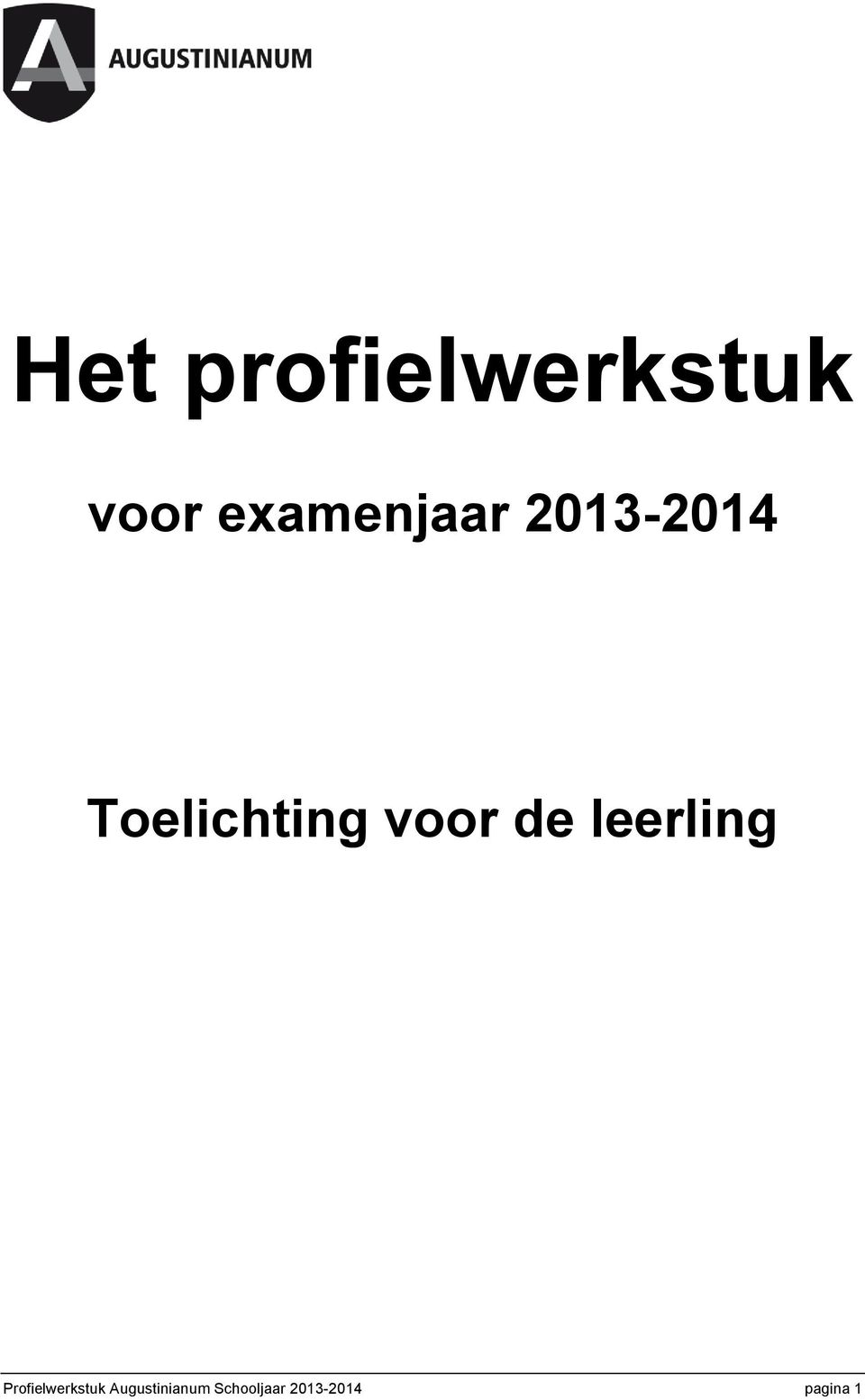 voor de leerling Profielwerkstuk