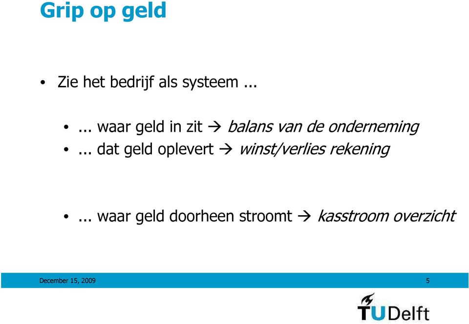 .. dat geld oplevert winst/verlies rekening.