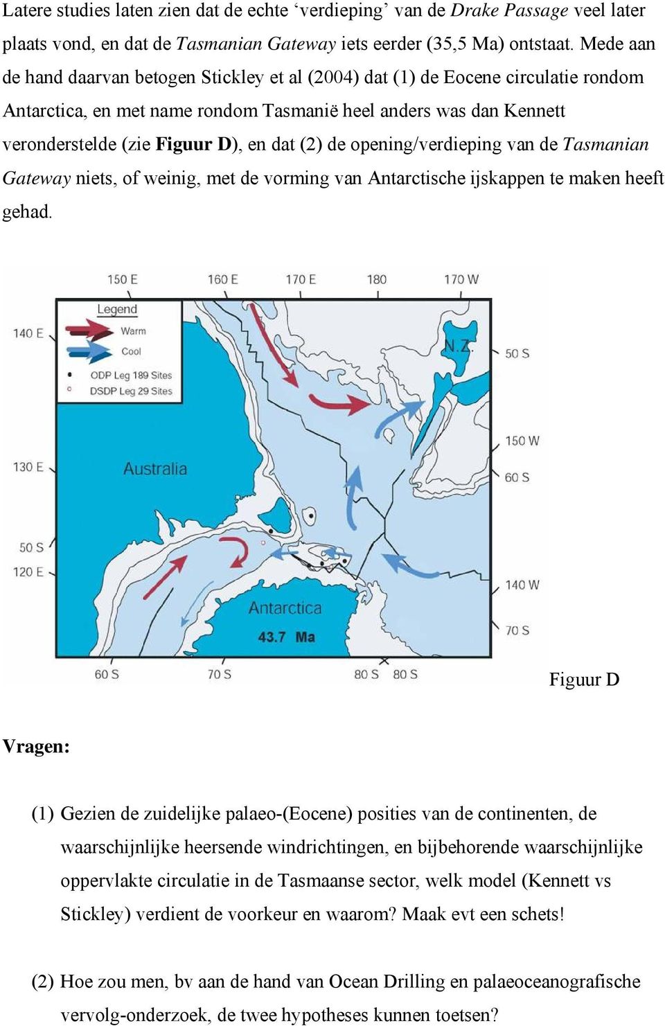 (2) de opening/verdieping van de Tasmanian Gateway niets, of weinig, met de vorming van Antarctische ijskappen te maken heeft gehad.