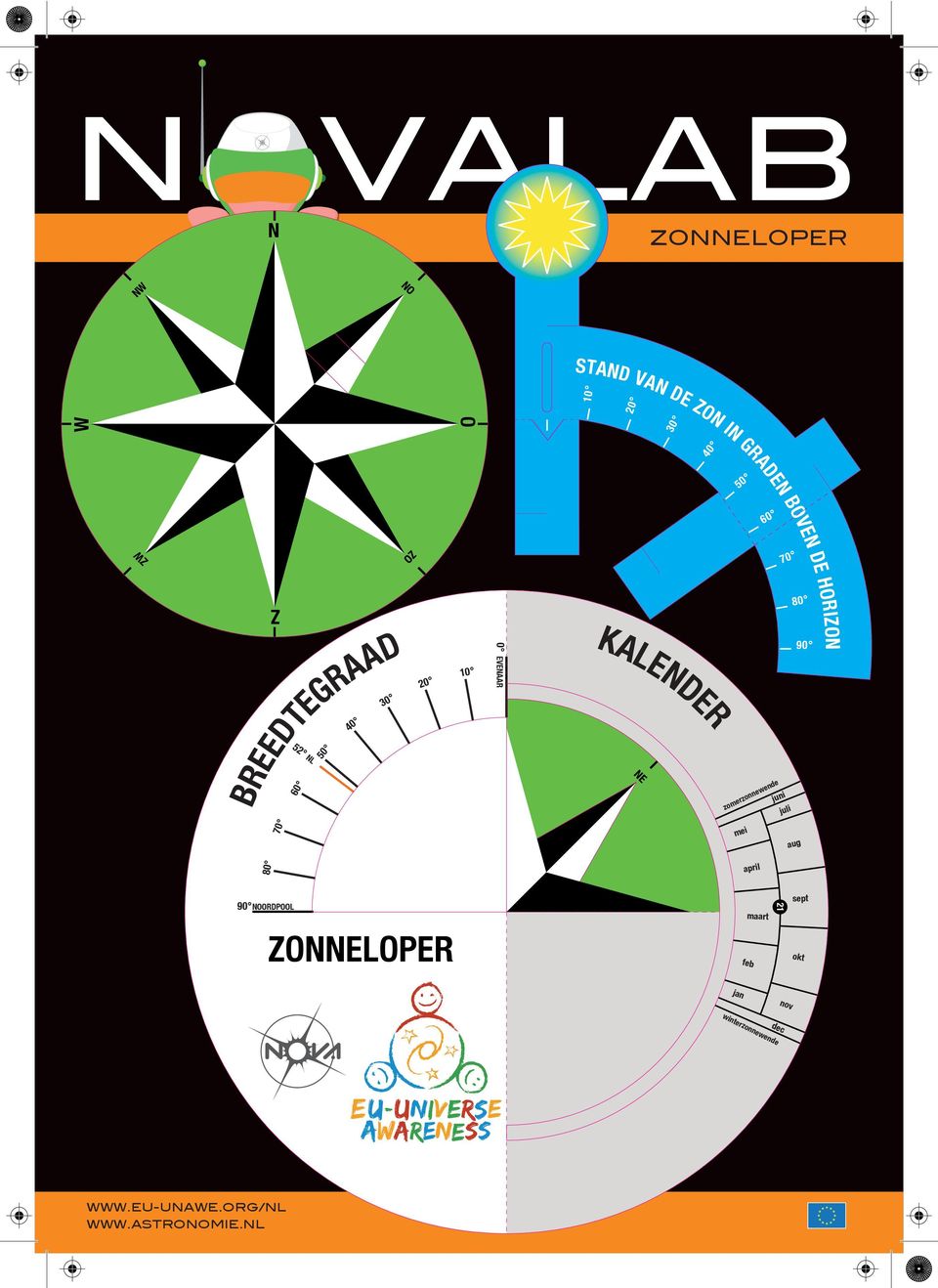 KALENDER NE zomerzonnewende mei april juni juli 80 aug 90 90 NOORDPOOL ZONNELOPER