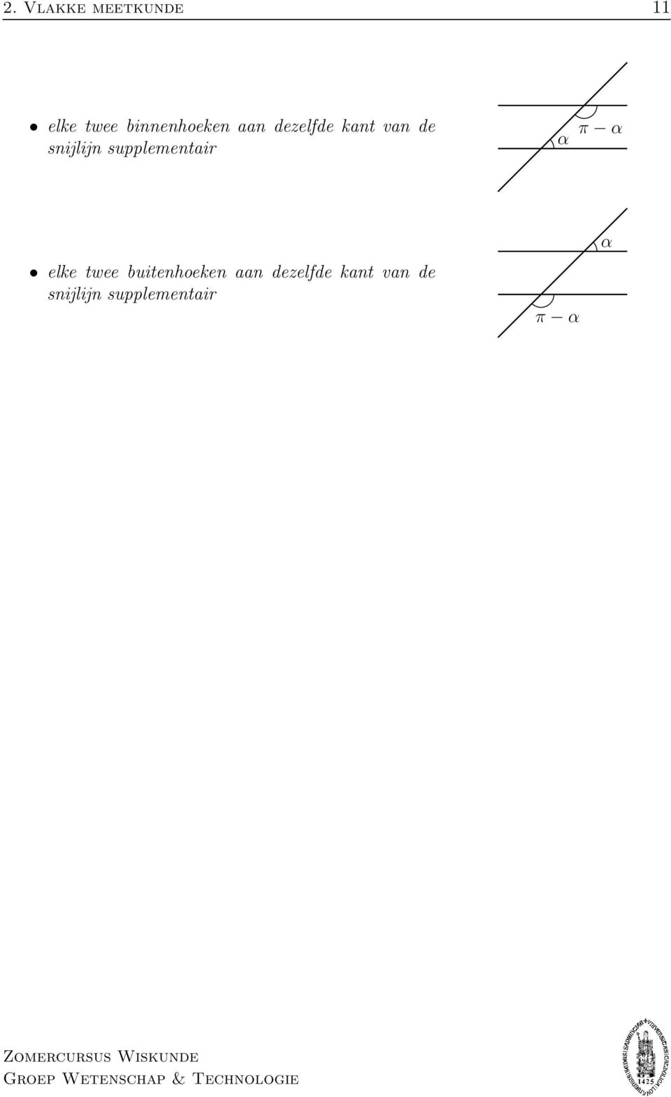 supplementair α π α elke twee buitenhoeken