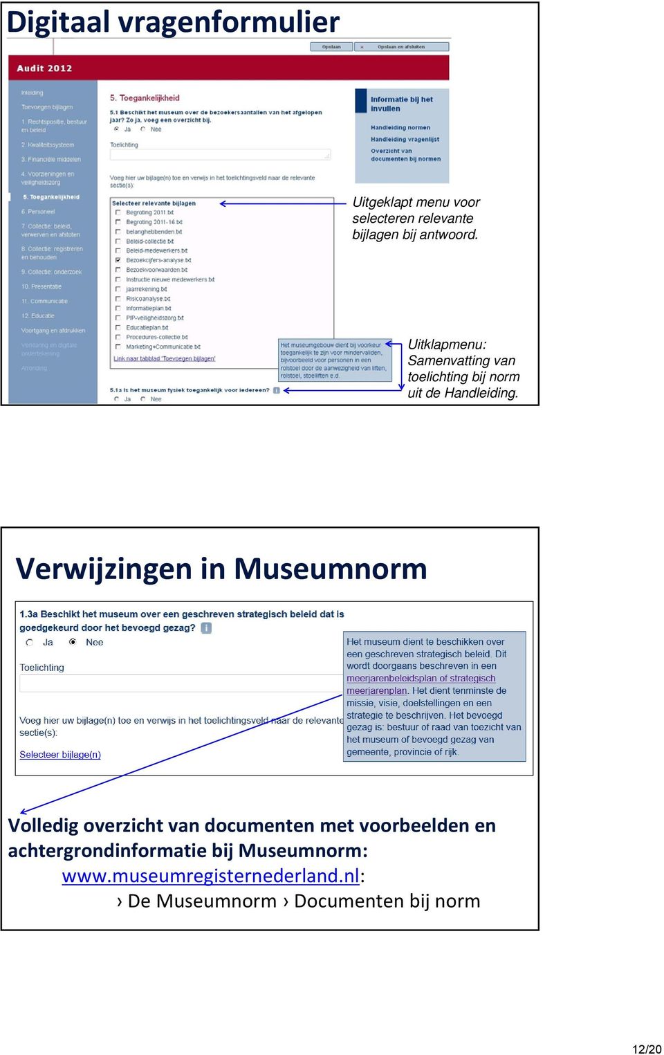 Verwijzingen in Museumnorm Volledig overzicht vn documenten met vooreelden en