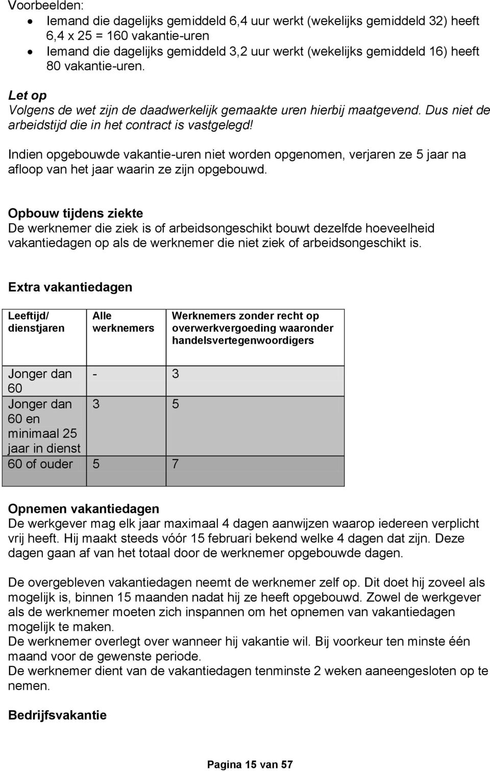 Indien opgebouwde vakantie-uren niet worden opgenomen, verjaren ze 5 jaar na afloop van het jaar waarin ze zijn opgebouwd.