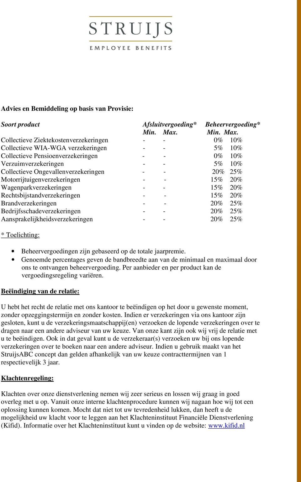 Collectieve Ziektekostenverzekeringen - - 0% 10% Collectieve WIA-WGA verzekeringen - - 5% 10% Collectieve Pensioenverzekeringen - - 0% 10% Verzuimverzekeringen - - 5% 10% Collectieve