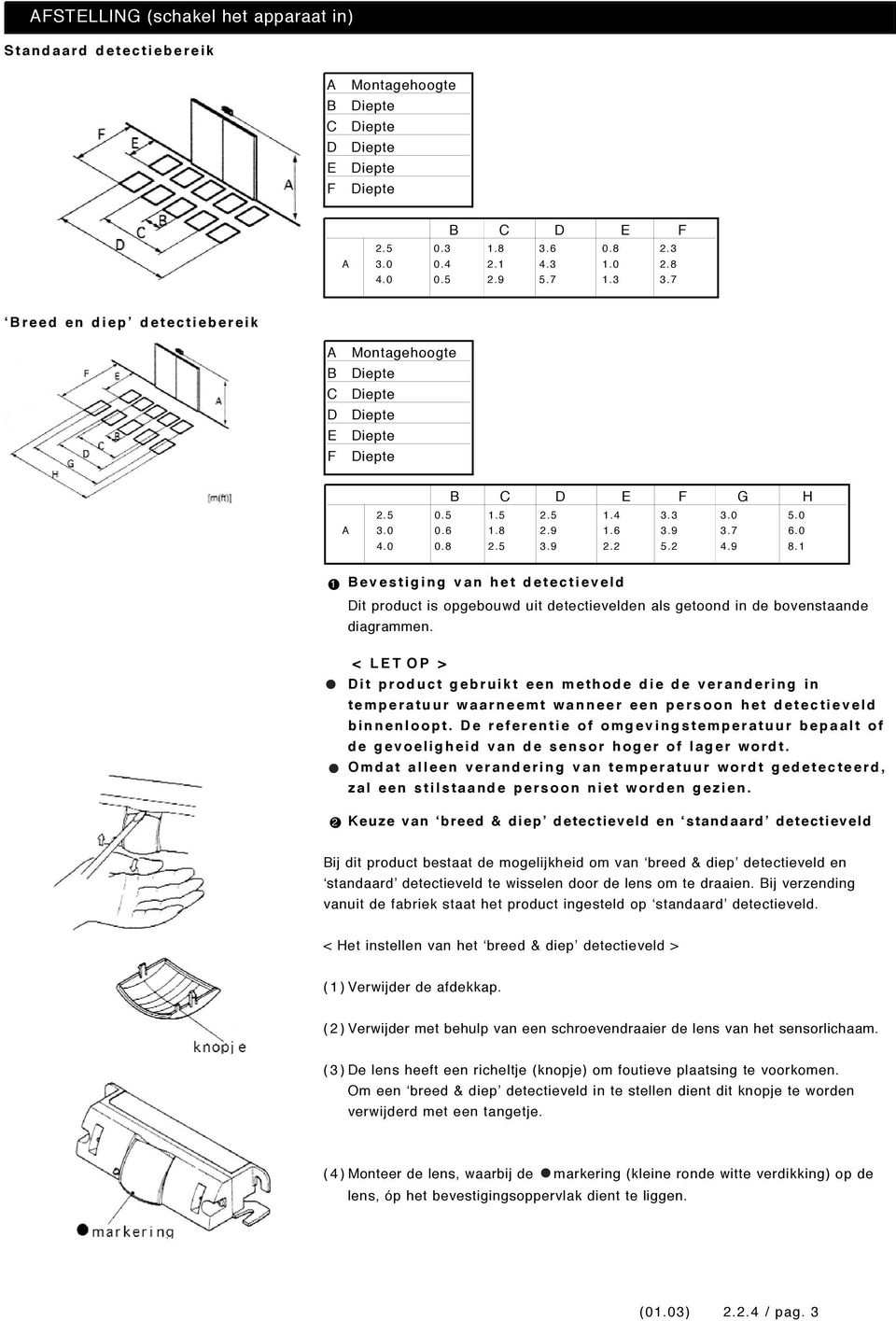 < LET OP > Dit product gebruikt een methode die de verandering in temperatuur waarneemt wanneer een persoon het detectieveld binnenloopt.