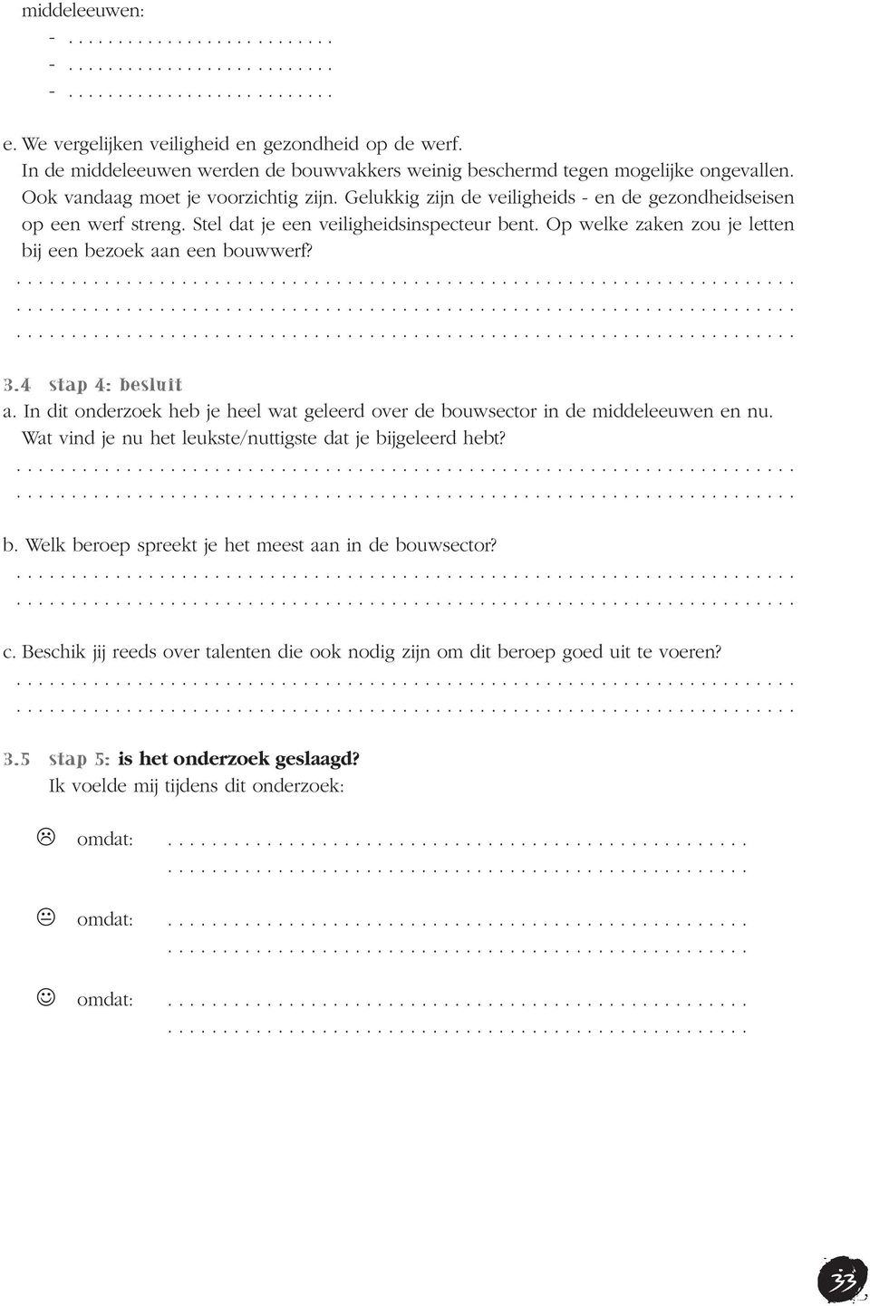 Op welke zaken zou je letten bij een bezoek aan een bouwwerf? 3.4 stap 4: besluit a. In dit onderzoek heb je heel wat geleerd over de bouwsector in de middeleeuwen en nu.