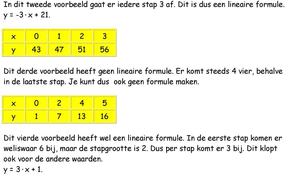 Er komt steeds 4 vier, behalve in de laatste stap. Je kunt dus ook geen formule maken.