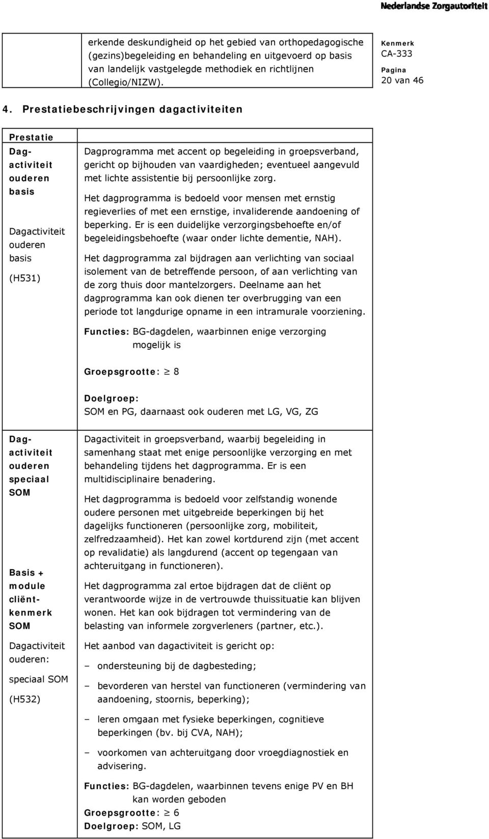 zorg. Het dagprogramma is bedoeld voor mensen met ernstig regieverlies of met een ernstige, invaliderende aandoening of beperking.