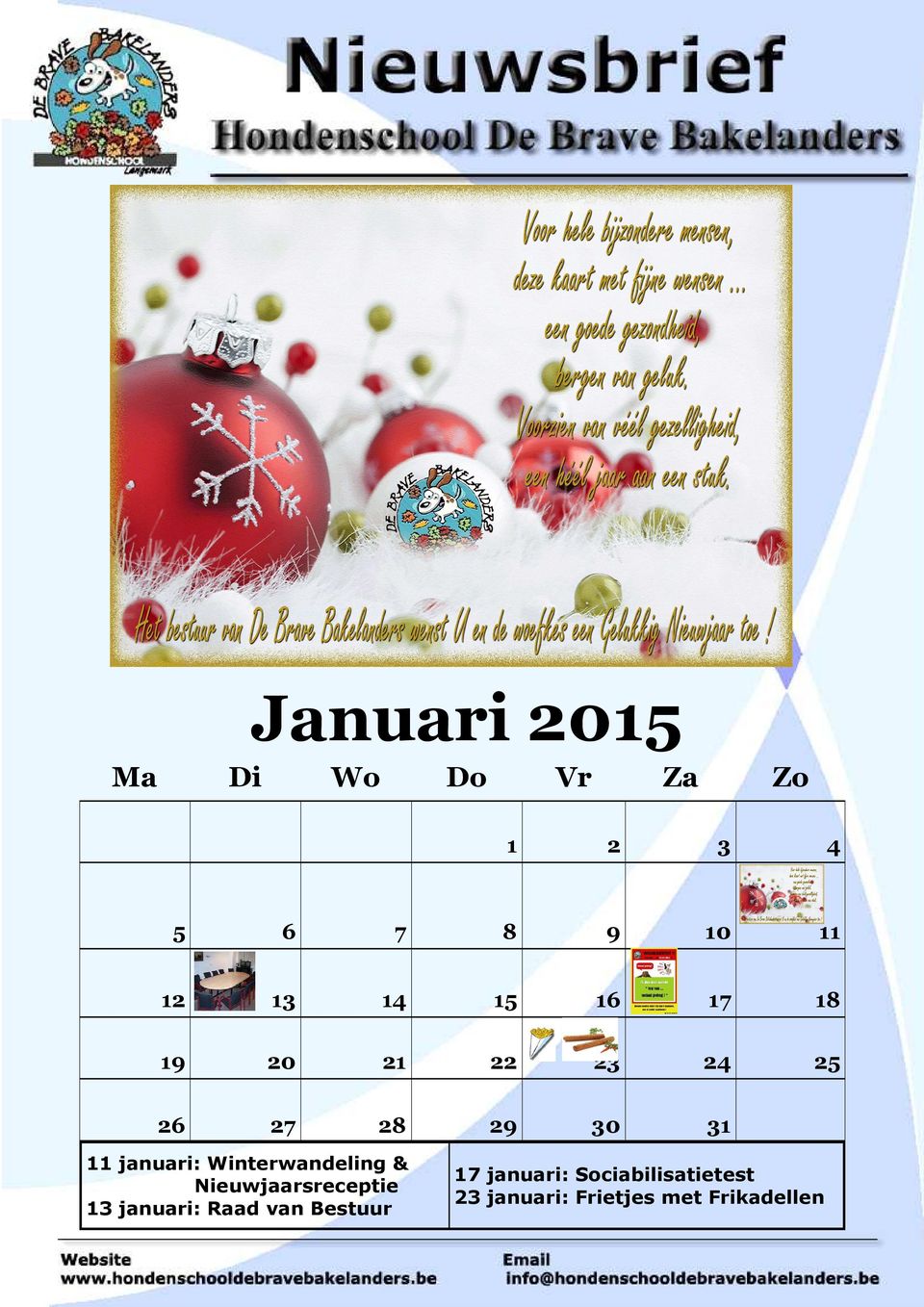 Winterwandeling & Nieuwjaarsreceptie 13 januari: Raad van Bestuur