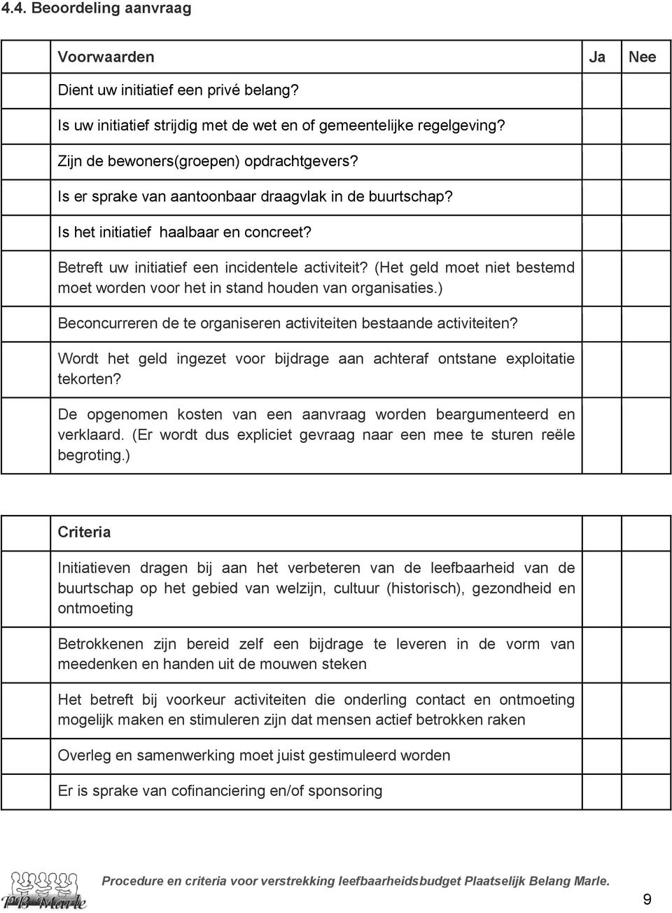 (Het geld moet niet bestemd moet worden voor het in stand houden van organisaties.) Beconcurreren de te organiseren activiteiten bestaande activiteiten?