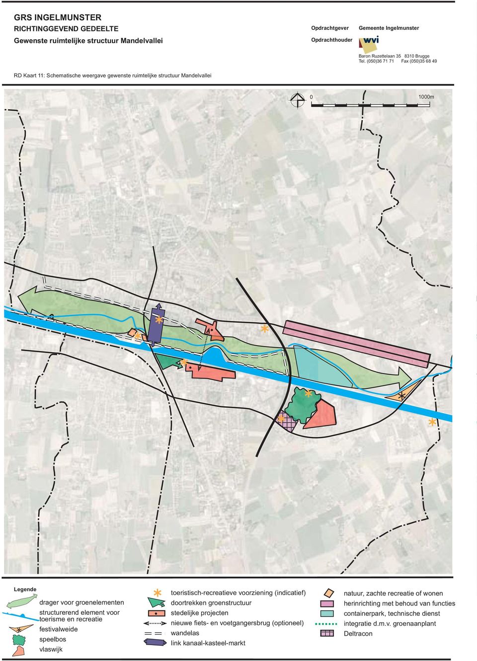 (indicatief) doortrekken groenstructuur stedelijke projecten nieuwe fiets- en voetgangersbrug (optioneel) wandelas link