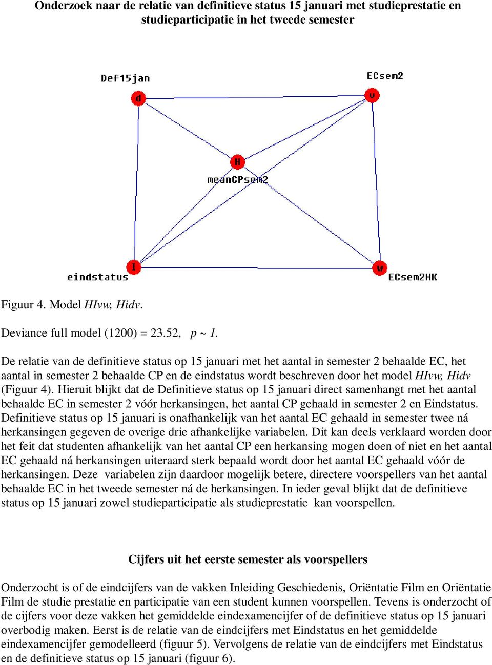 4). Hieruit blijkt dat de Definitieve status op 15 januari direct samenhangt met het aantal behaalde EC in semester 2 vóór herkansingen, het aantal CP gehaald in semester 2 en Eindstatus.