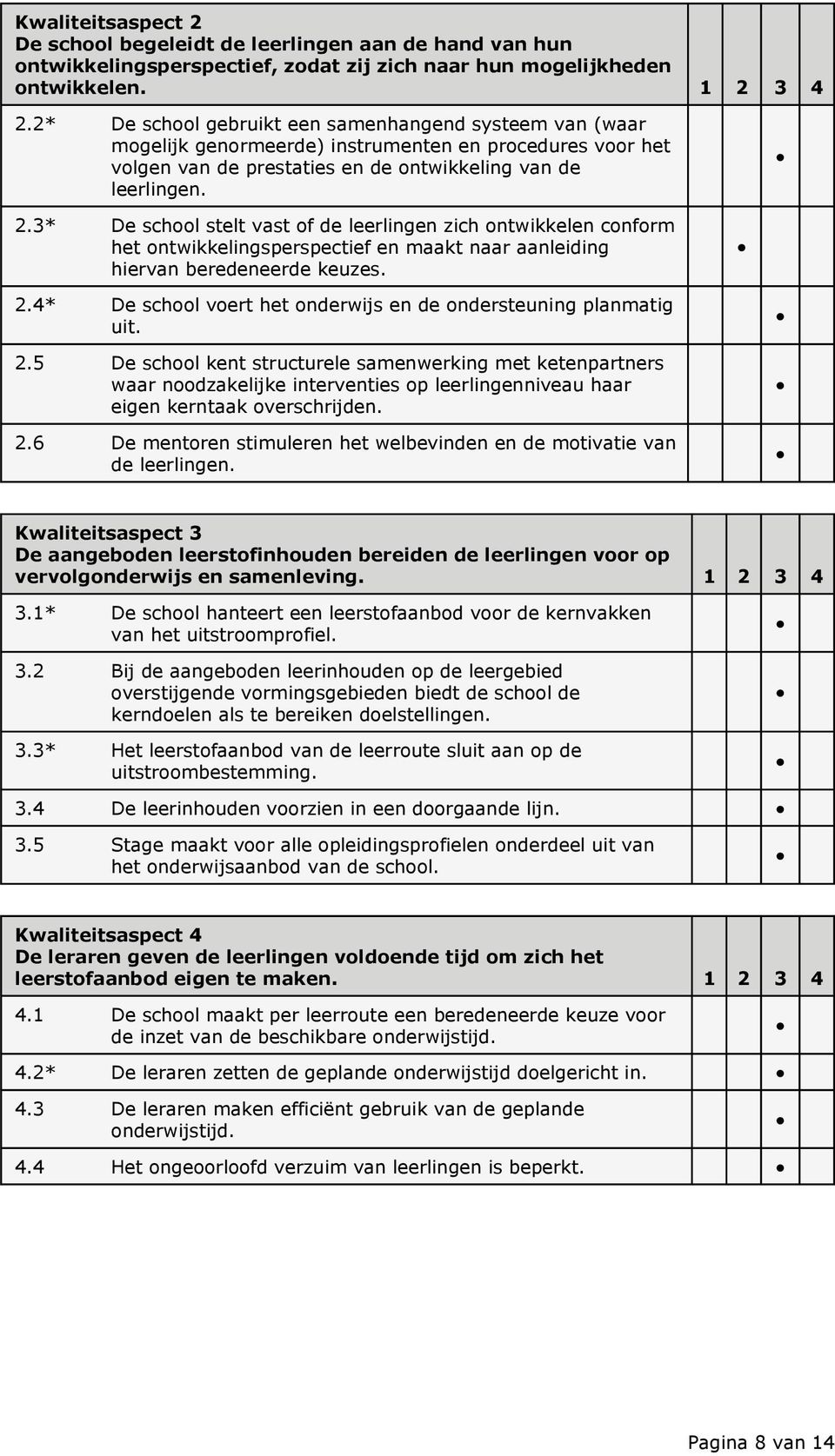 3* De school stelt vast of de leerlingen zich ontwikkelen conform het ontwikkelingsperspectief en maakt naar aanleiding hiervan beredeneerde keuzes. 2.