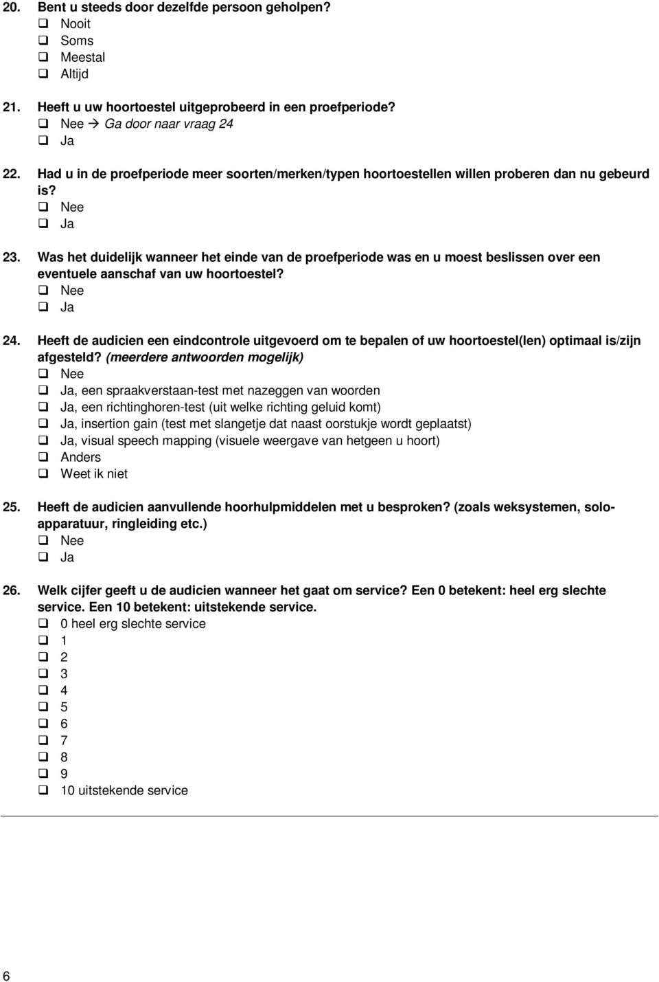 Was het duidelijk wanneer het einde van de proefperiode was en u moest beslissen over een eventuele aanschaf van uw hoortoestel? 24.