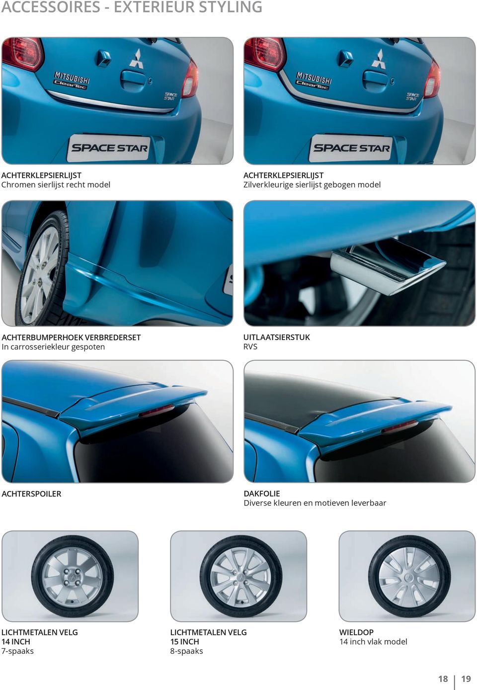 carrosseriekleur gespoten UITLAATSIERSTUK RVS ACHTERSPOILER DAKFOLIE Diverse kleuren en
