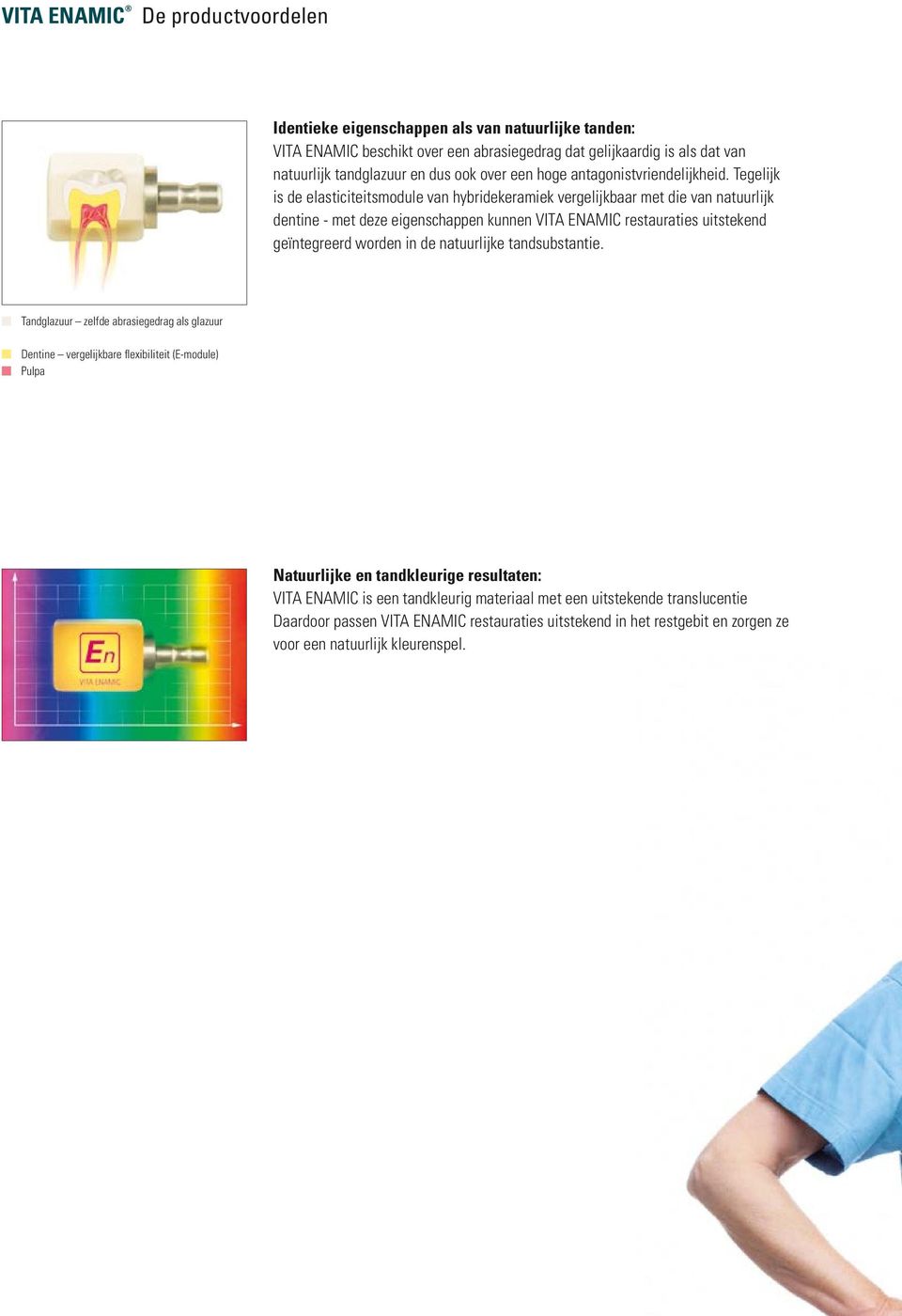 Tegelijk is de elasticiteitsmodule van hybridekeramiek vergelijkbaar met die van natuurlijk dentine - met deze eigenschappen kunnen VITA ENAMIC restauraties uitstekend geïntegreerd worden in