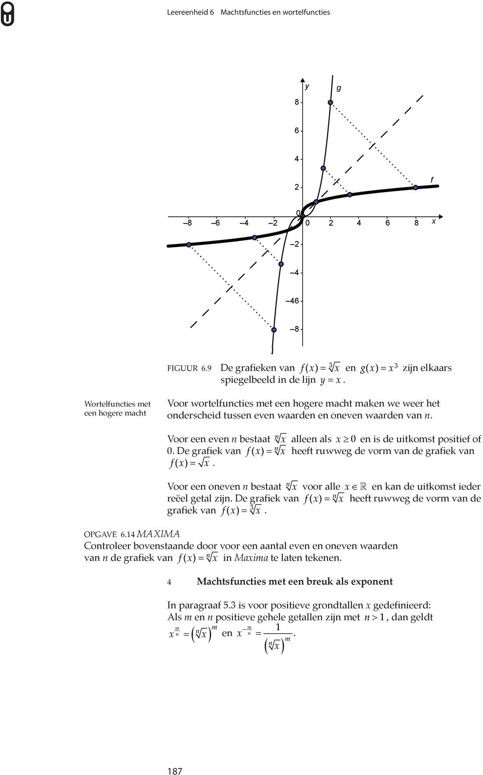 oeve bestaat voor alle e ka de uitkost ieder reëel getal zij De grafiek va f( ) = heeft ruwweg de vor va de grafiek va f( ) = OPGAVE 6 MAXIMA Cotroleer bovestaade door voor ee aatal eve e oeve