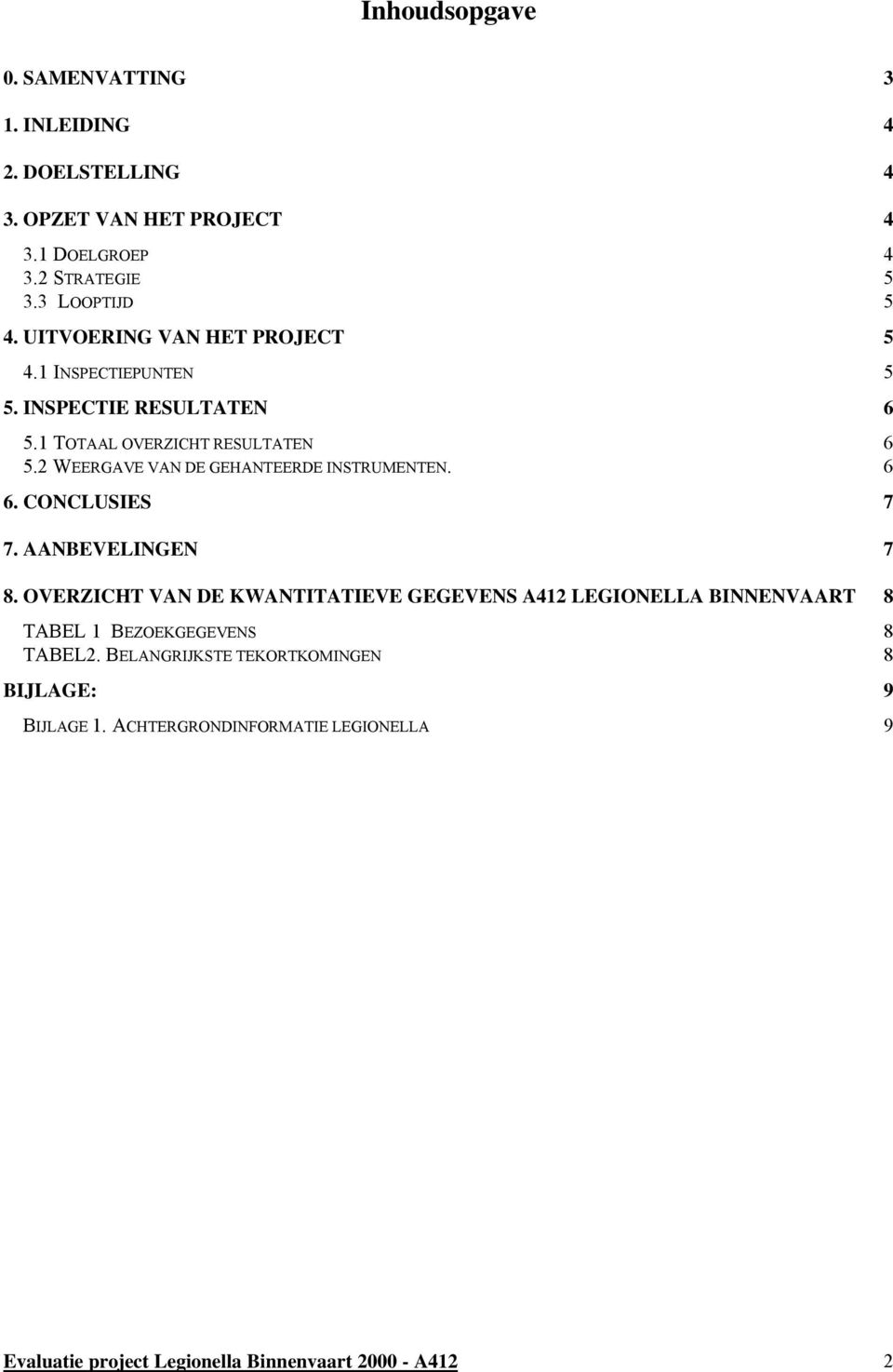 2 WEERGAVE VAN DE GEHANTEERDE INSTRUMENTEN. 6 6. CONCLUSIES 7 7. AANBEVELINGEN 7 8.