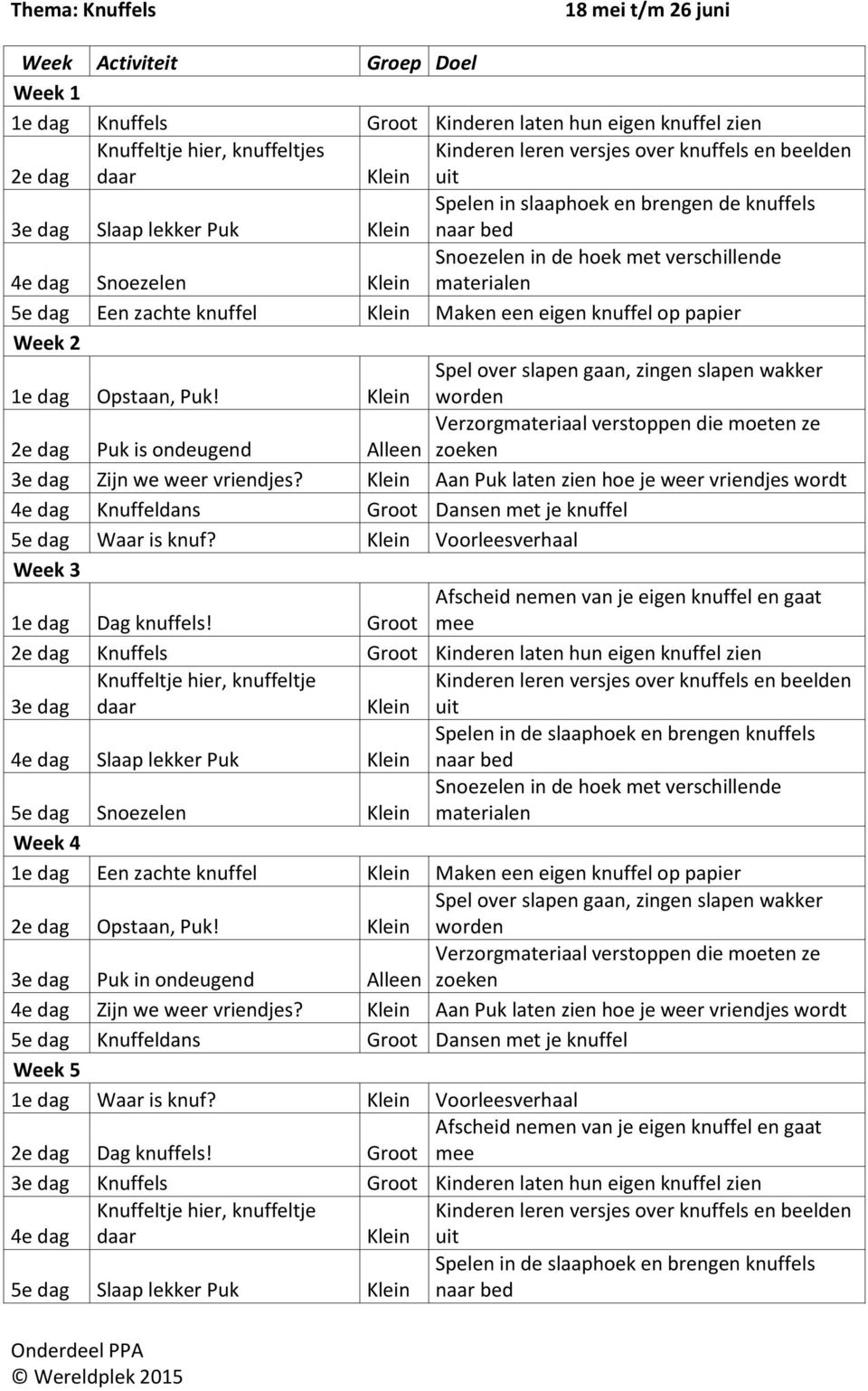 Hedendaags ACTIVITEITEN JAARPLAN 2015 KINDERDAGVERBLIJF WERELDPLEK - PDF Free QJ-69