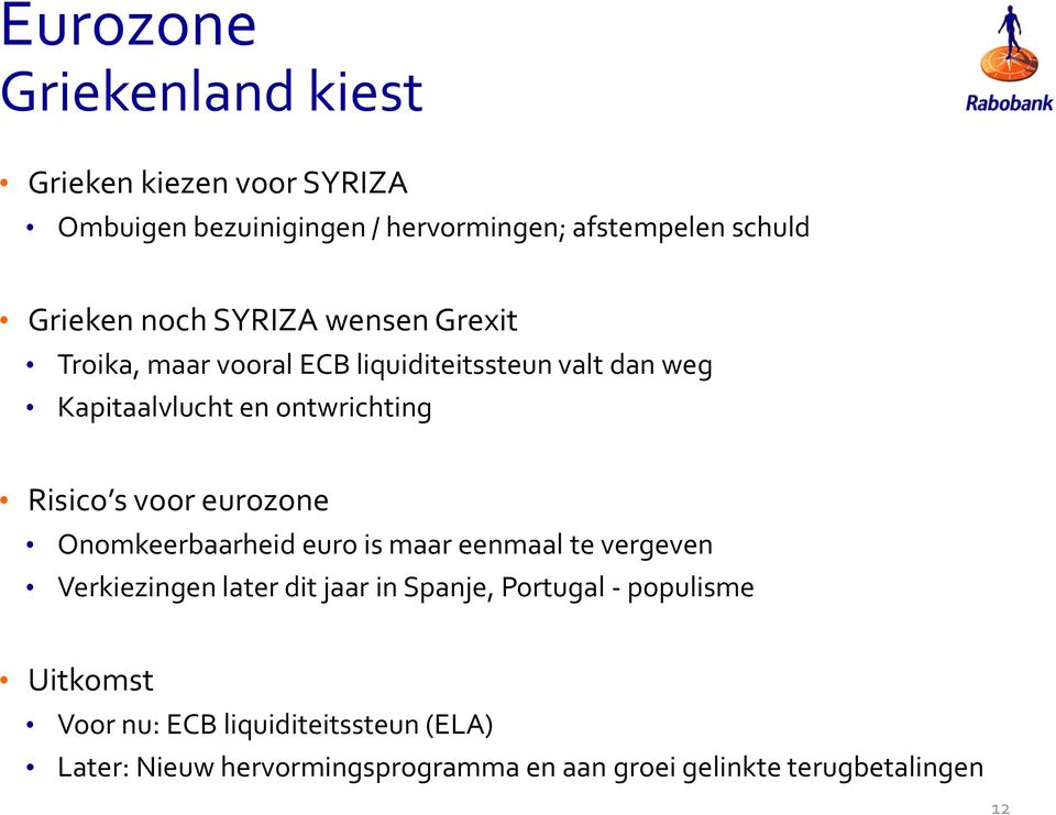 voor eurozone Onomkeerbaarheid euro is maar eenmaal te vergeven Verkiezingen later dit jaar in Spanje, Portugal -