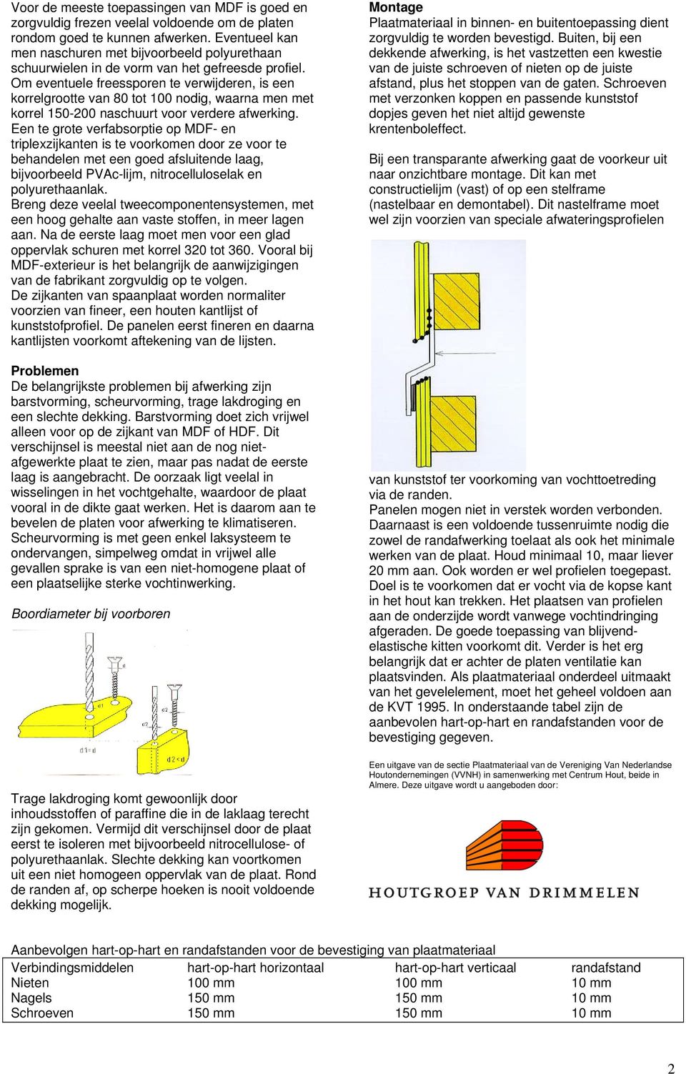 Om eventuele freessporen te verwijderen, is een korrelgrootte van 80 tot 100 nodig, waarna men met korrel 150-200 naschuurt voor verdere afwerking.