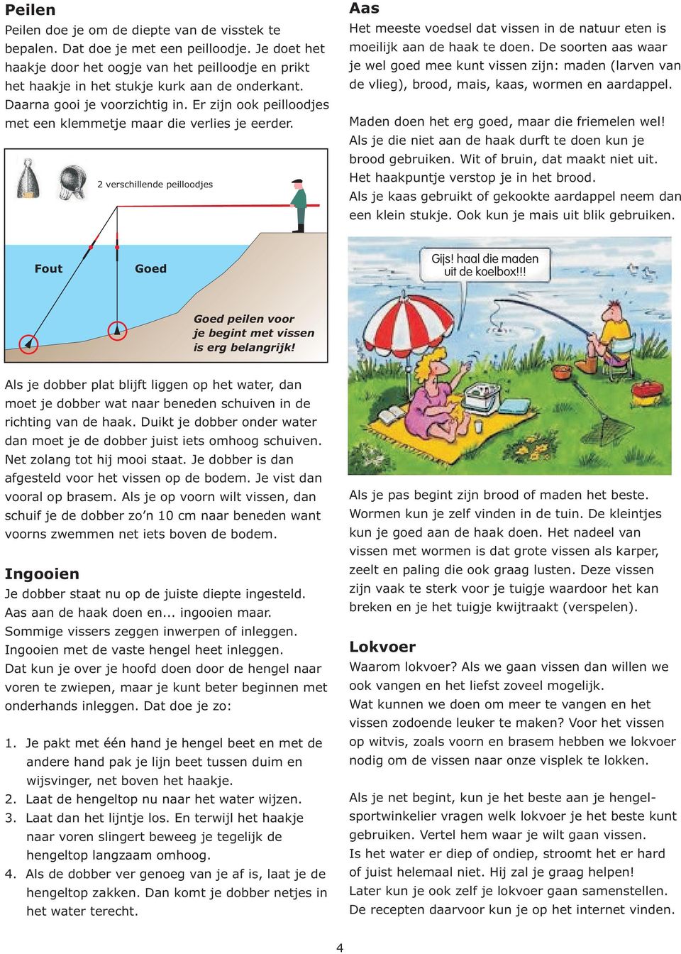 Er zijn ook peilloodjes met een klemmetje maar die verlies je eerder. 2 verschillende peilloodjes Aas Het meeste voedsel dat vissen in de natuur eten is moeilijk aan de haak te doen.