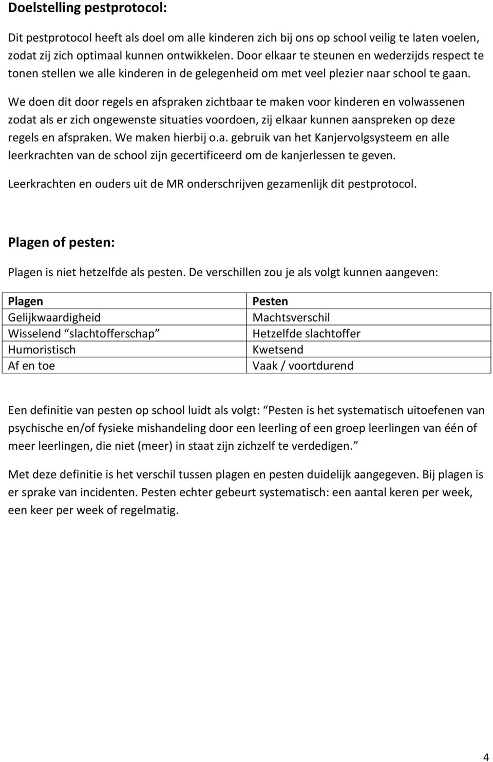 We doen dit door regels en afspraken zichtbaar te maken voor kinderen en volwassenen zodat als er zich ongewenste situaties voordoen, zij elkaar kunnen aanspreken op deze regels en afspraken.