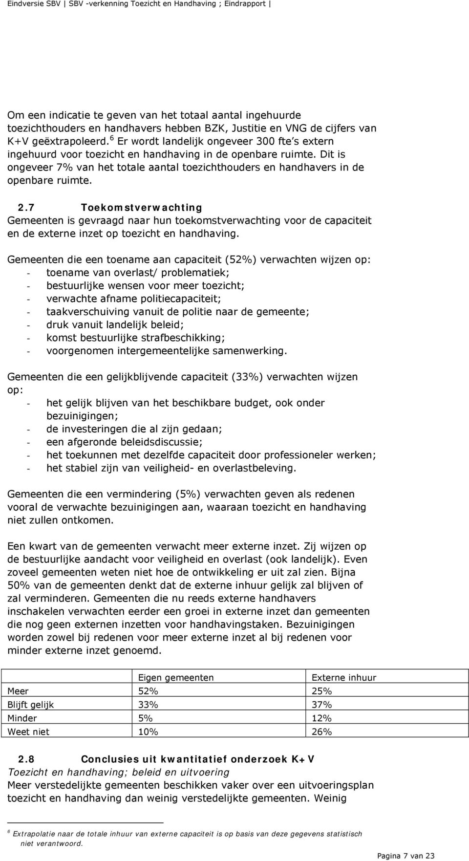 Dit is ongeveer 7% van het totale aantal toezichthouders en handhavers in de openbare ruimte. 2.