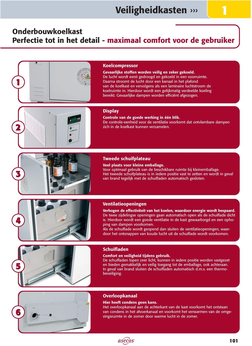 Hierdoor wordt een gelijkmatig verdeelde koeling bereikt. Gevaarlijke dampen worden efficiënt afgezogen. 2 Display Controle van de goede werking in één blik.