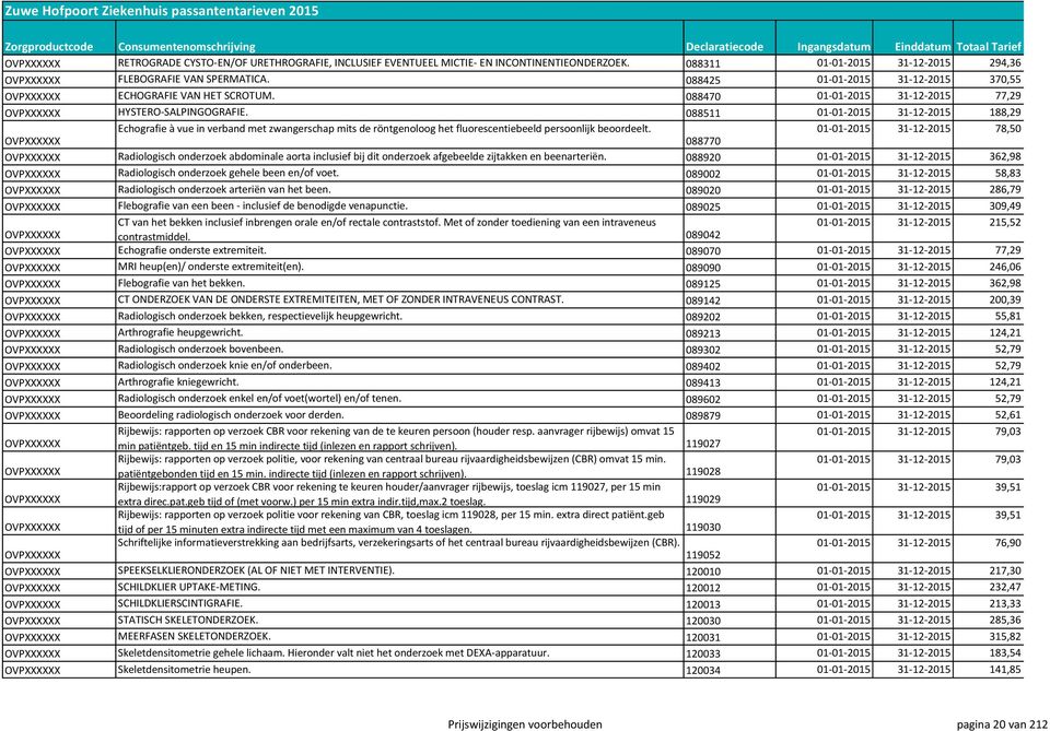 088511 01-01-2015 31-12-2015 188,29 Echografie à vue in verband met zwangerschap mits de röntgenoloog het fluorescentiebeeld persoonlijk beoordeelt.