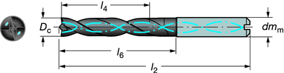 BORN CoroDrill Delta-C boor met hoge precisie CoroDrill Delta-C 6 7 D c R850 Aluminium Boordiameter: 5,0-14,00 mm (.197-.551 inch) Inwendige koelvloeistoftoevoer Max.