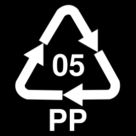 Fractie Omschrijving Aanwijzing bij sorteren 5. Vormvaste PP Vormvast PP is als verpakkingsmateriaal in de regel herkenbaar aan onderstaand logo al dan niet voorzien van de afkorting PP.